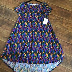 NWT LuLaRoe Carly Dress 90s Fresh Prince geometric super soft stretch size Small